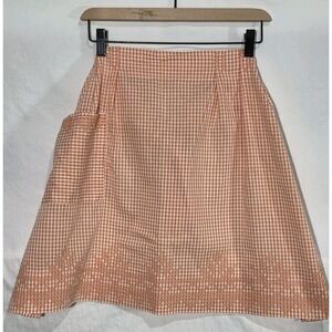 Unbranded Gingham Wrap Skirt Women S Orange White Excellent Embroidered Apron